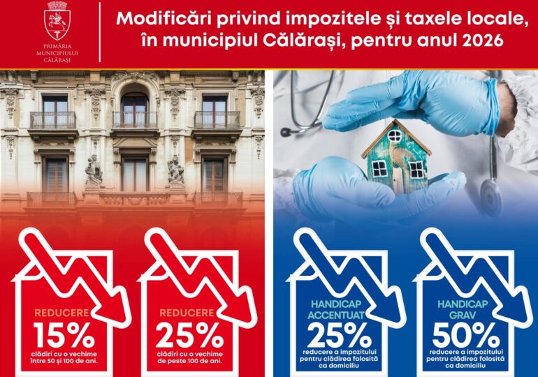 Consiliului Local al Municipiului Călărași-reduceri de la plata impozitelor