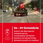 Primăria municipiului Călărași anunță că în perioada 6 – 9 octombrie 2026, pe domeniul public al municipiului Călărași se vor efectua tratamente terestre de combatere a țânțarilor